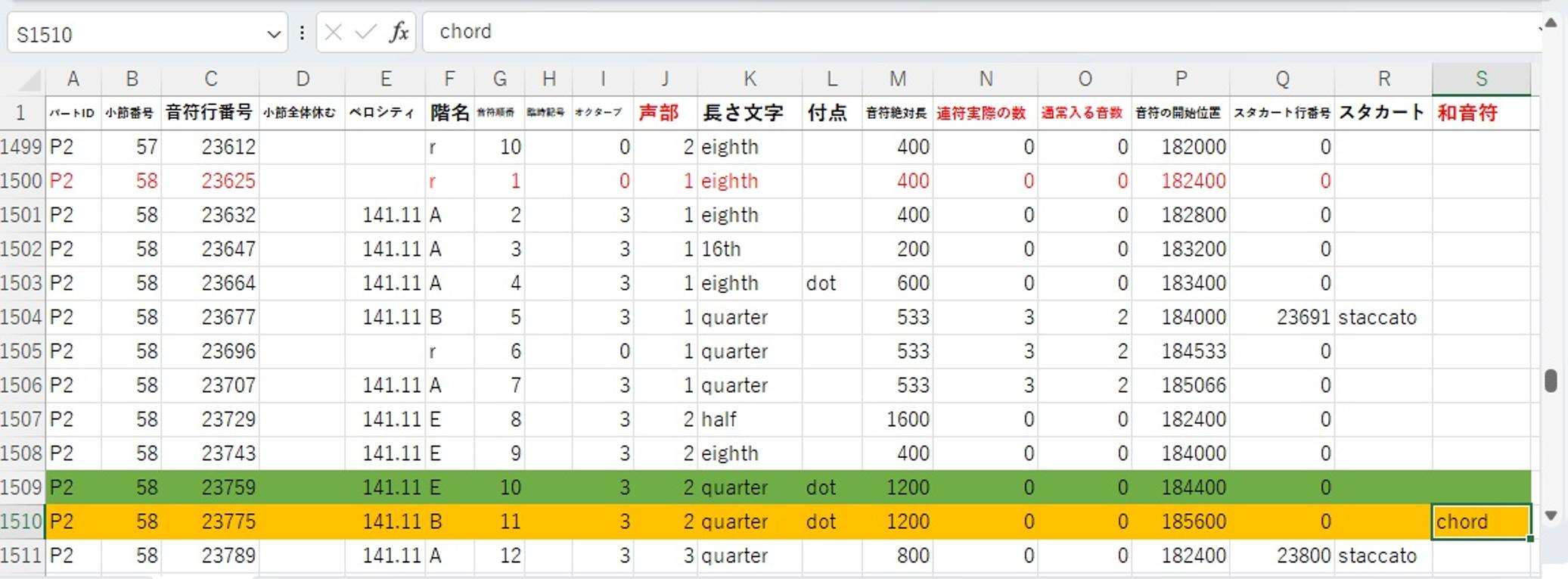エクセルシート